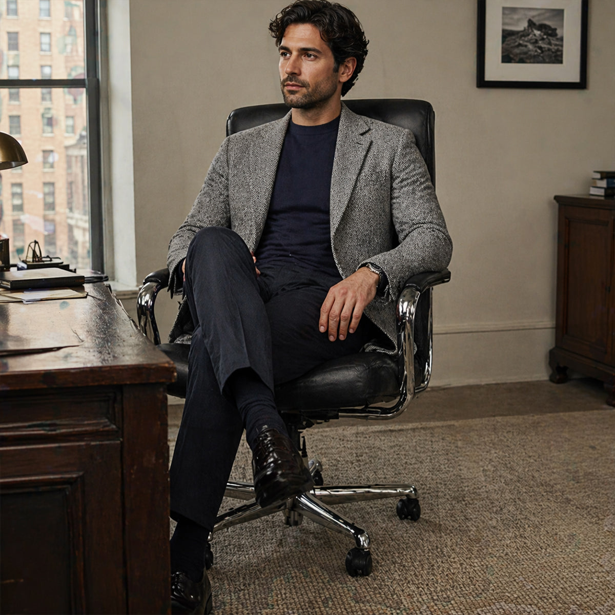 The Jefferson Men’s Classic Wool Herringbone Tweed Blazer
