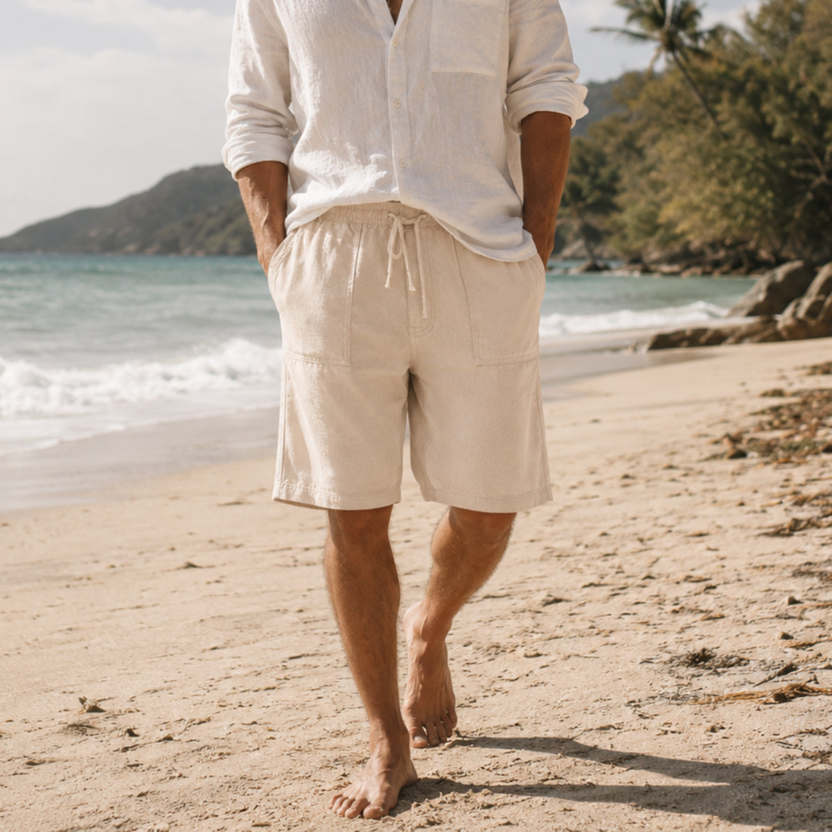 The Ischia Men’s 3/4 Elastic Waist Trendy Drawstring Shorts