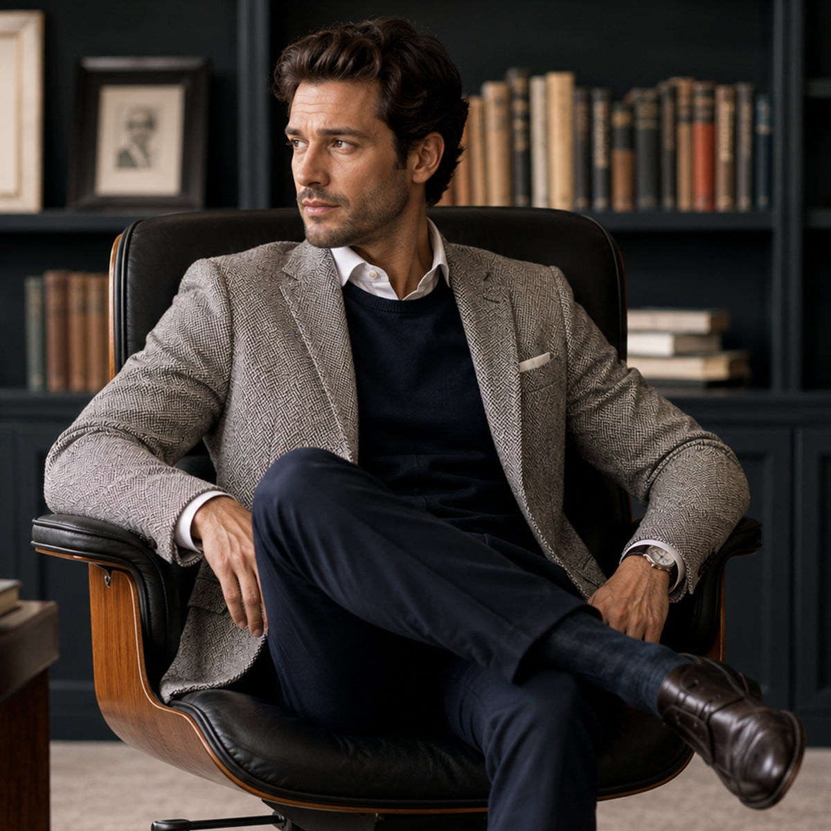 The Jefferson Men’s Classic Wool Herringbone Tweed Blazer