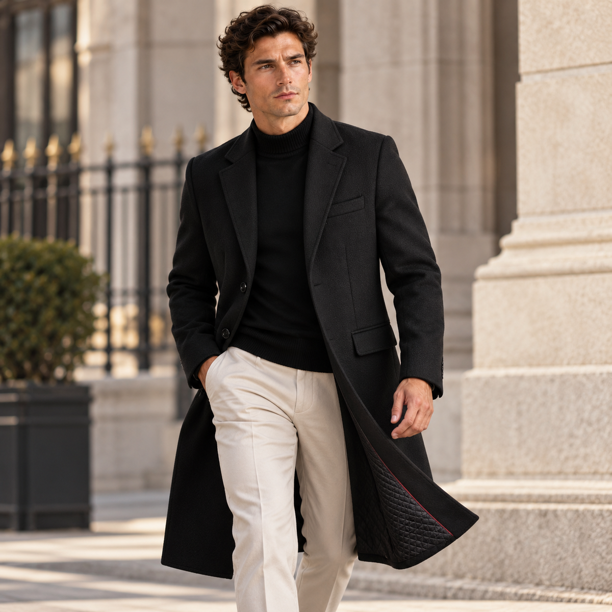 The Cartmel Men's Extra Long Wool Business Overcoat