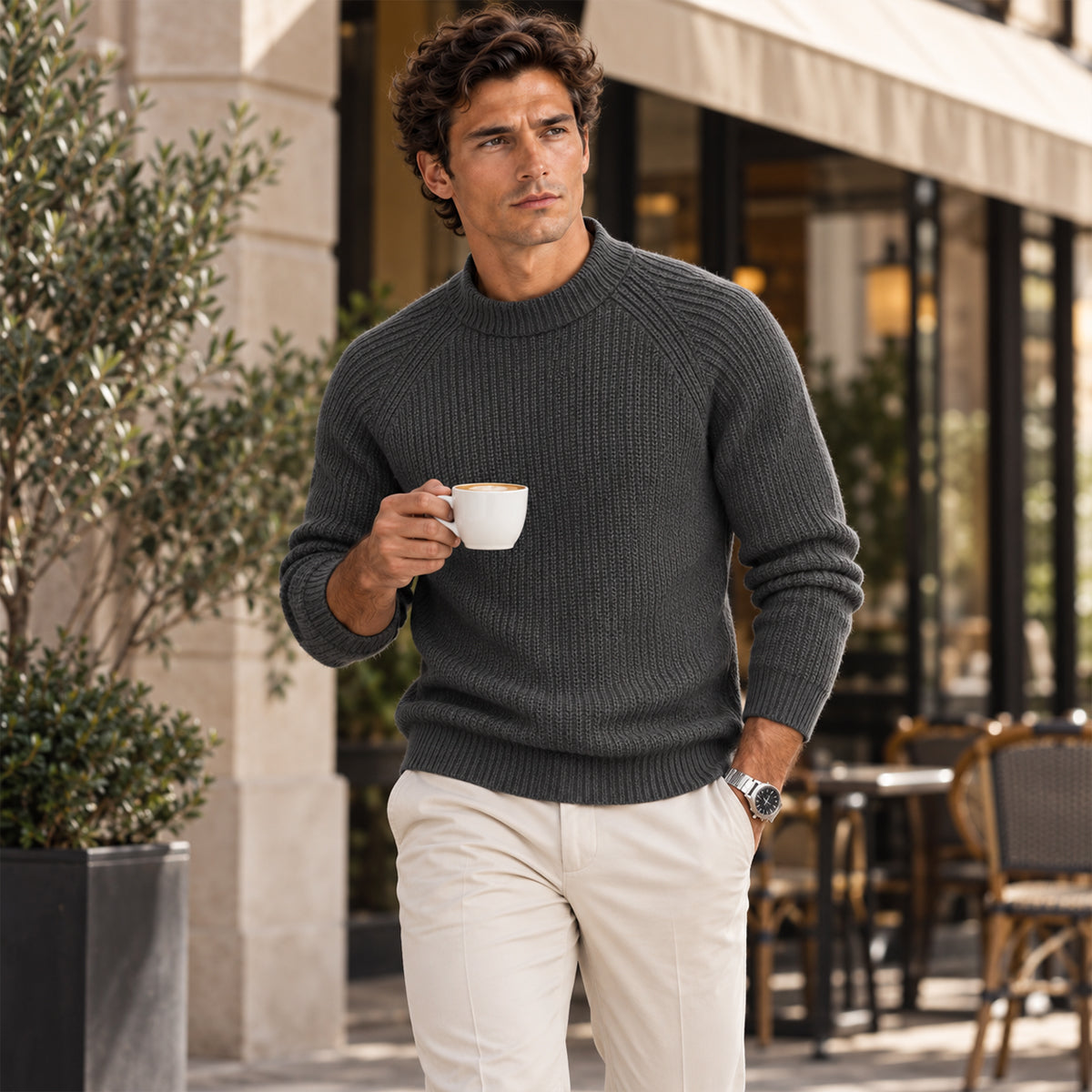 Ely Men's 100% Cashmere Crewneck Sweater