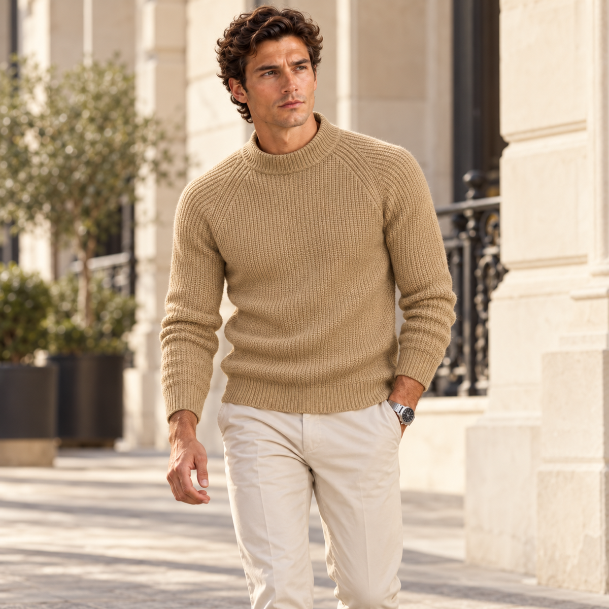 Ely Men's 100% Cashmere Crewneck Sweater