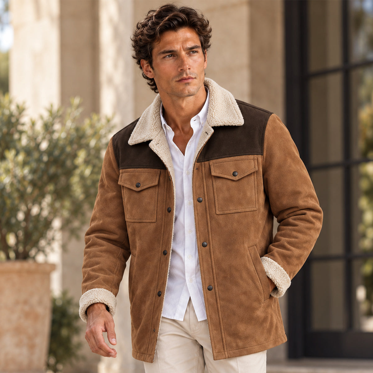 Crestview Men's Vintage Shearling-Lined Winter Jacket for Ultimate Warmth