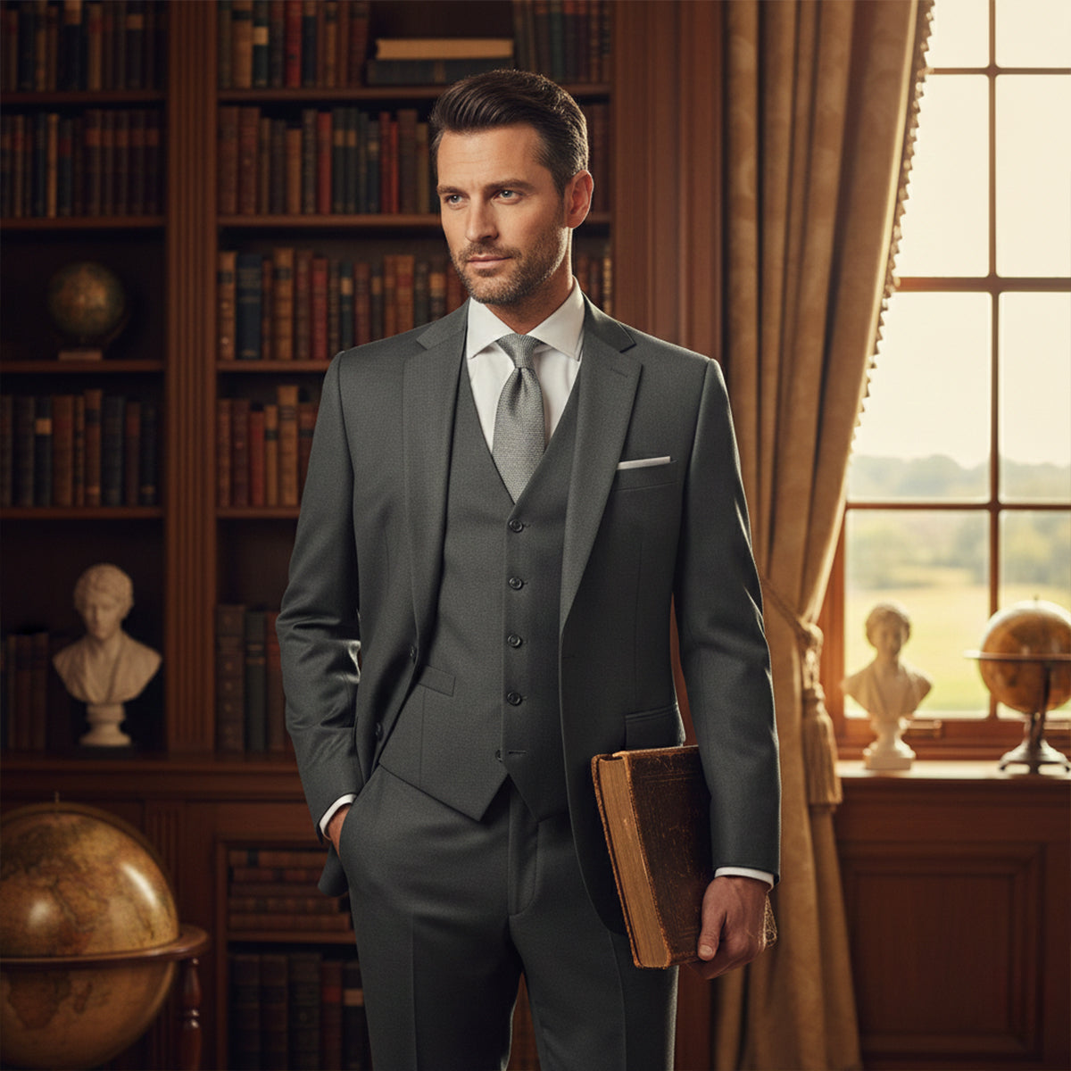 Trebbiano Men's 3-Piece Slim Fit Tuxedo Set – Elegant Formal Suit