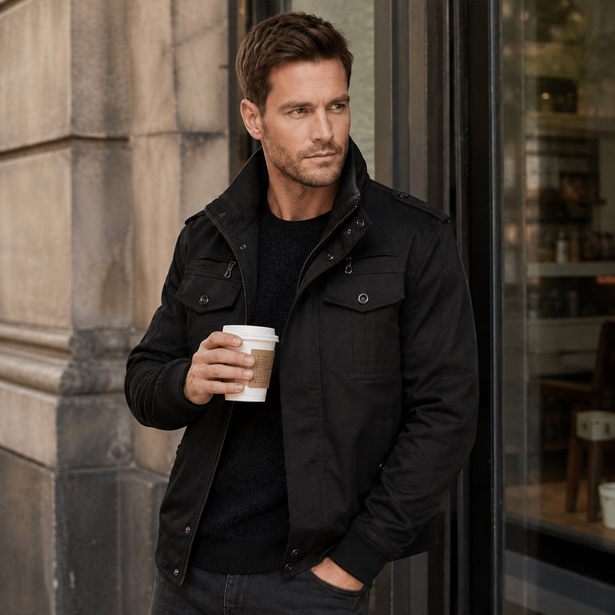 Fairfax Men's Warm Bomber Jacket with Fleece Lining