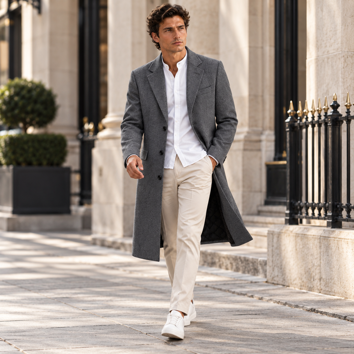 The Cartmel Men's Extra Long Wool Business Overcoat