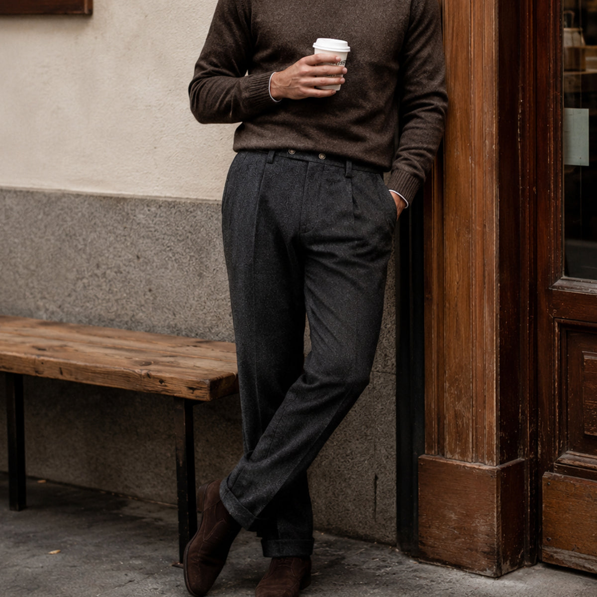 The Gold Coast Men’s High Waisted Pleated Straight Leg Dress Trousers