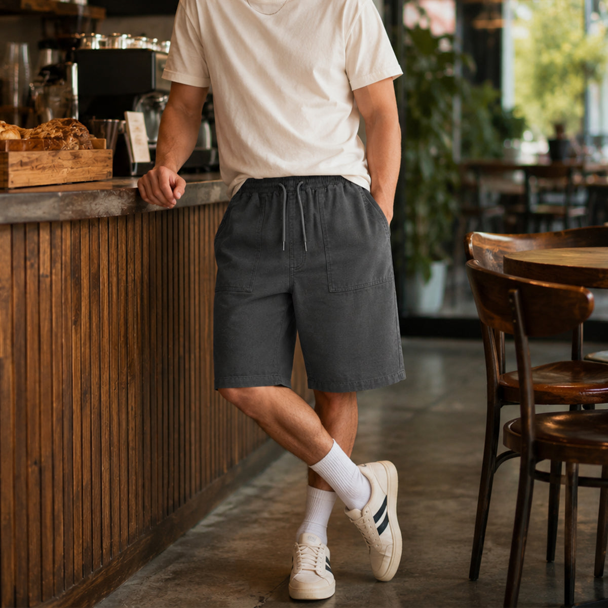 The Ischia Men’s 3/4 Elastic Waist Trendy Drawstring Shorts