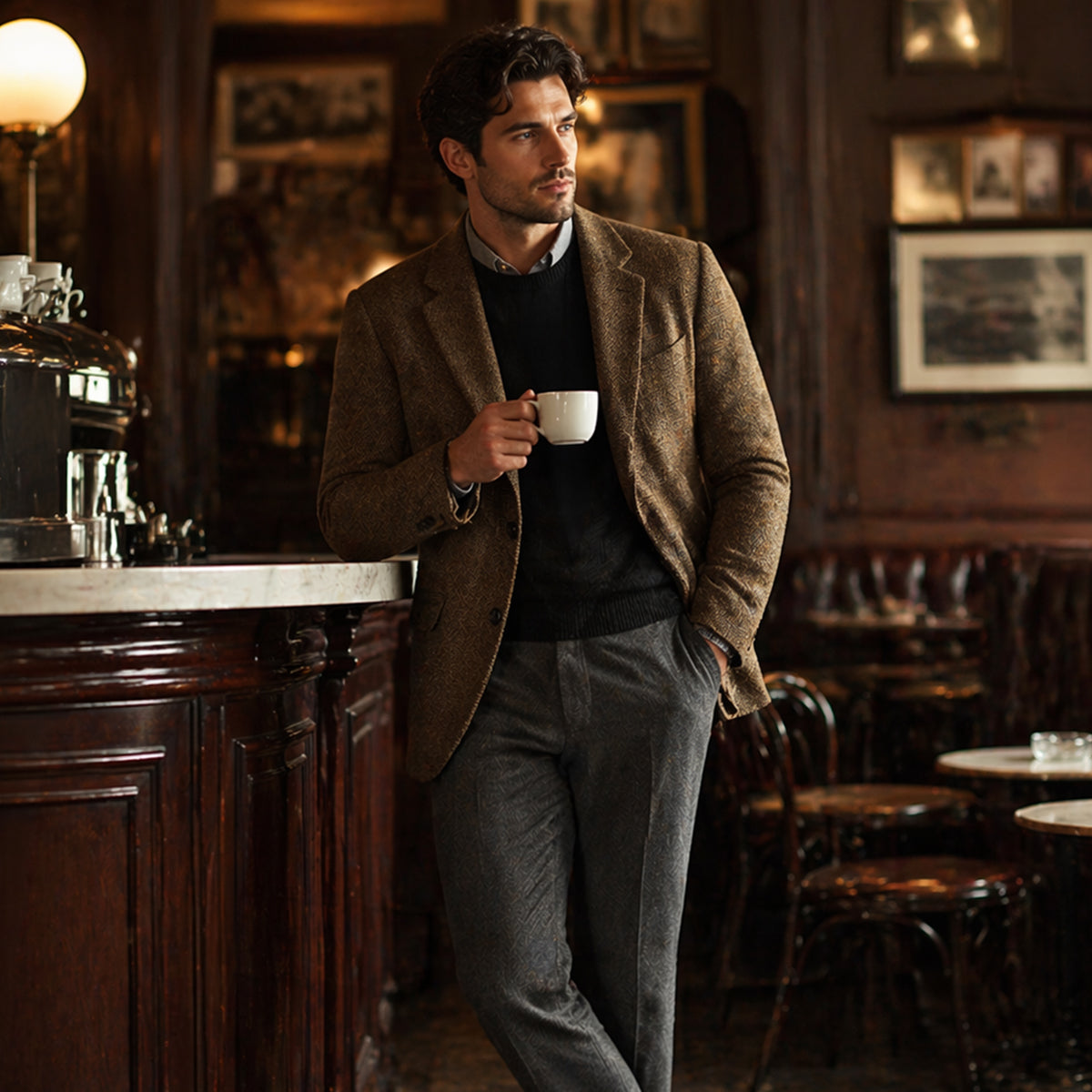 The Jefferson Men’s Classic Wool Herringbone Tweed Blazer