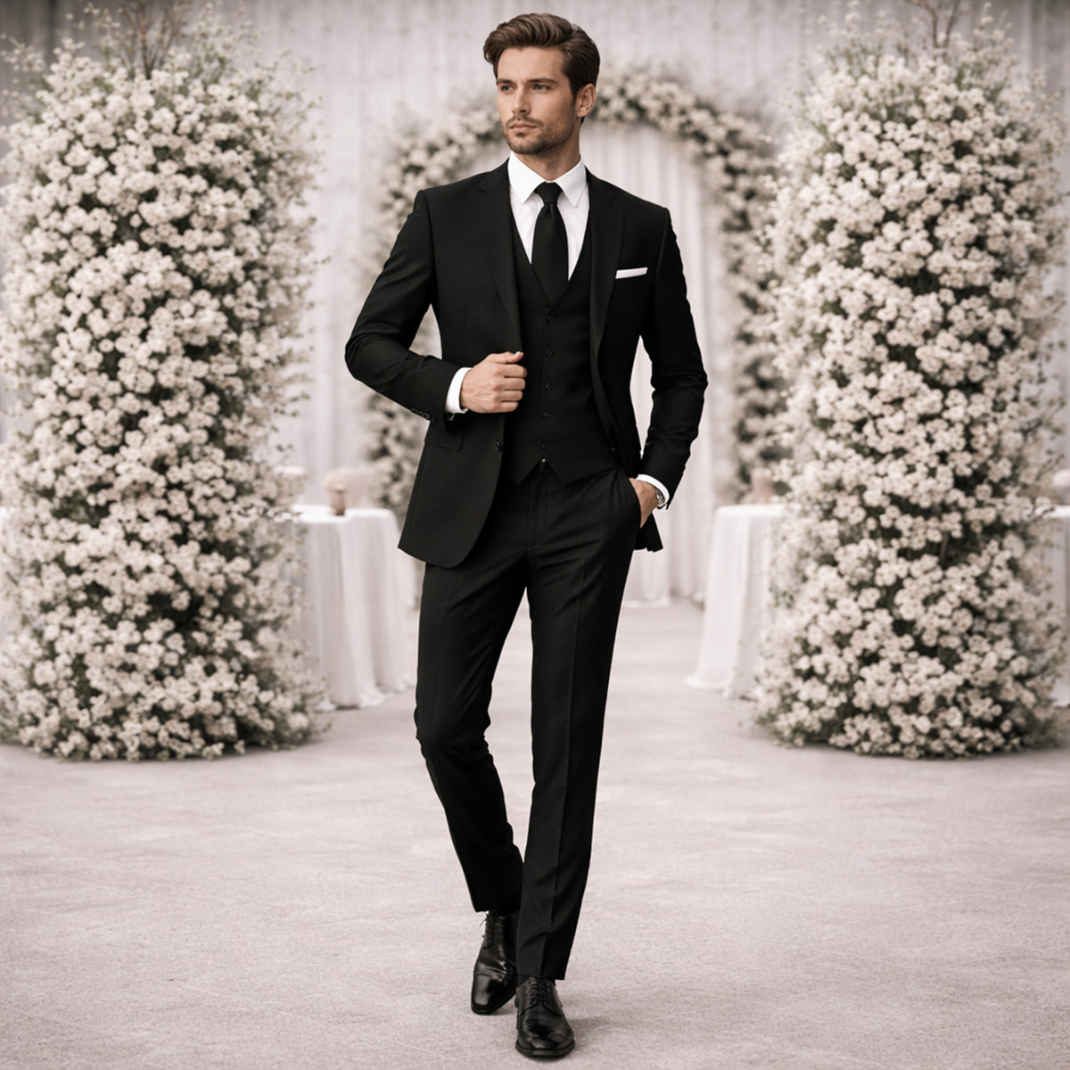 The Pesaro Men’s 3 Piece Suit – Slim Fit Formal Wedding & Business Suit Set