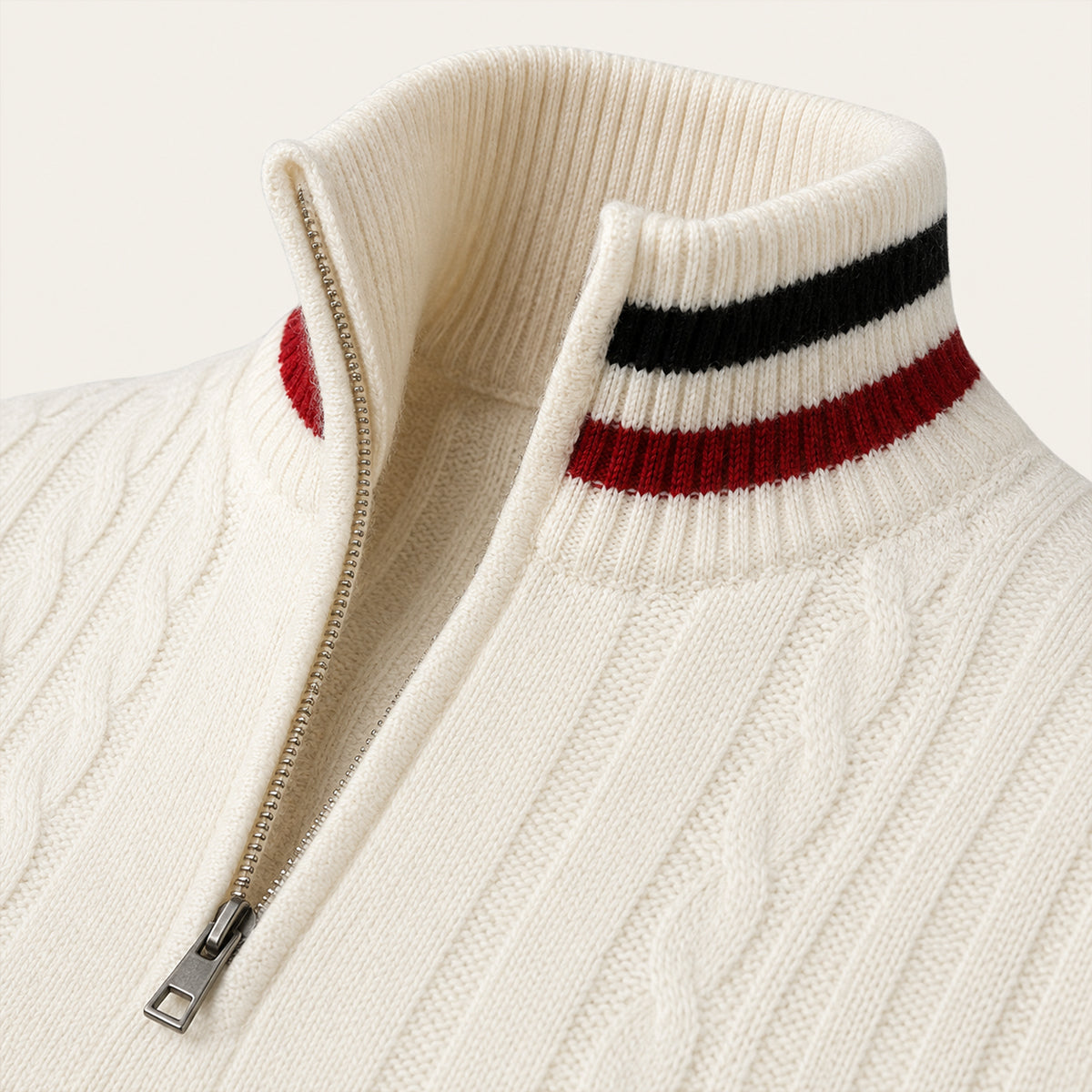 Men’s Warm Half Zip Knit Jumper with Stripe Trim