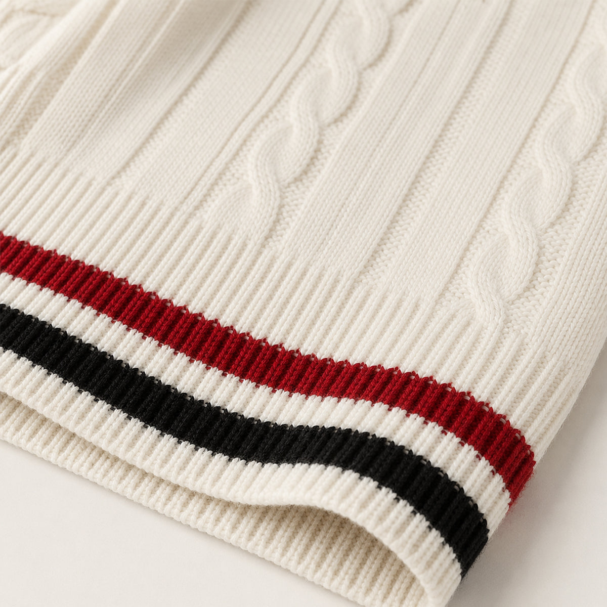 Men’s Warm Half Zip Knit Jumper with Stripe Trim