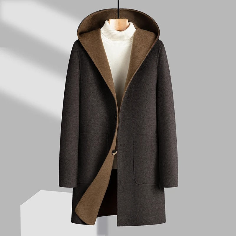 The Wrenfield Men's Hooded Wool Blend Overcoat