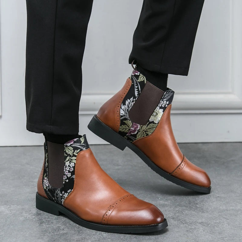 The Sedbergh Men's Embroidered Elastic Chelsea Boots