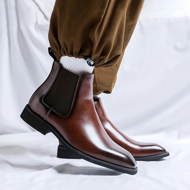 The Tenby Men's Pointed Toe Leather Chelsea Boots