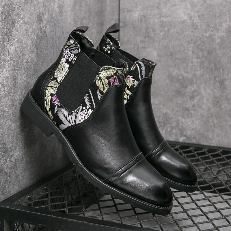 The Sedbergh Men's Embroidered Elastic Chelsea Boots