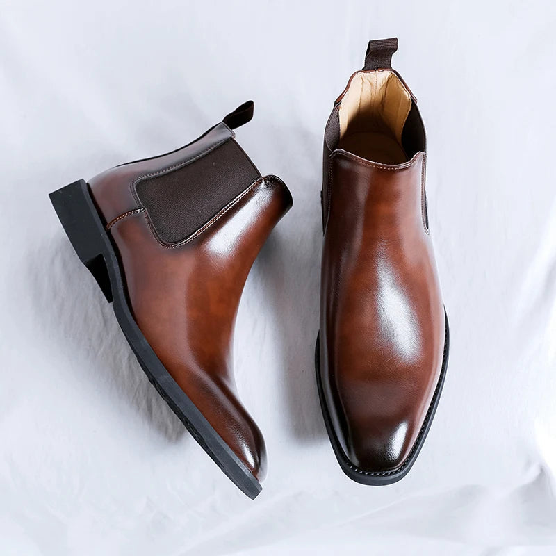 The Tenby Men's Pointed Toe Leather Chelsea Boots