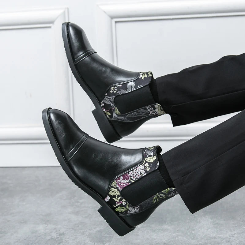 The Sedbergh Men's Embroidered Elastic Chelsea Boots