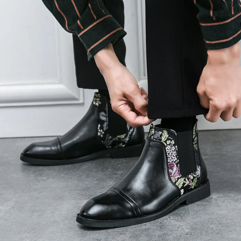 The Sedbergh Men's Embroidered Elastic Chelsea Boots