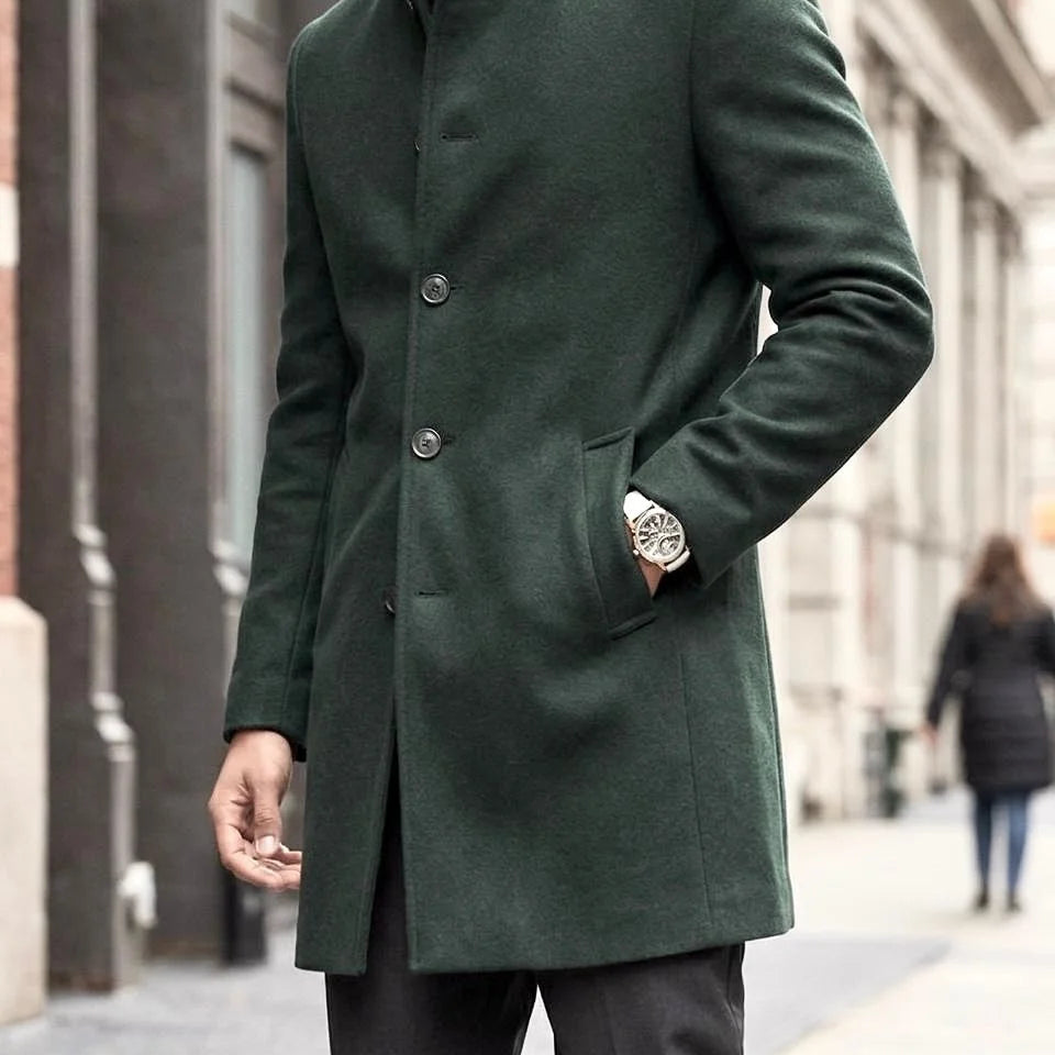 The Ripon Men's Stand Collar Single Breasted Overcoat