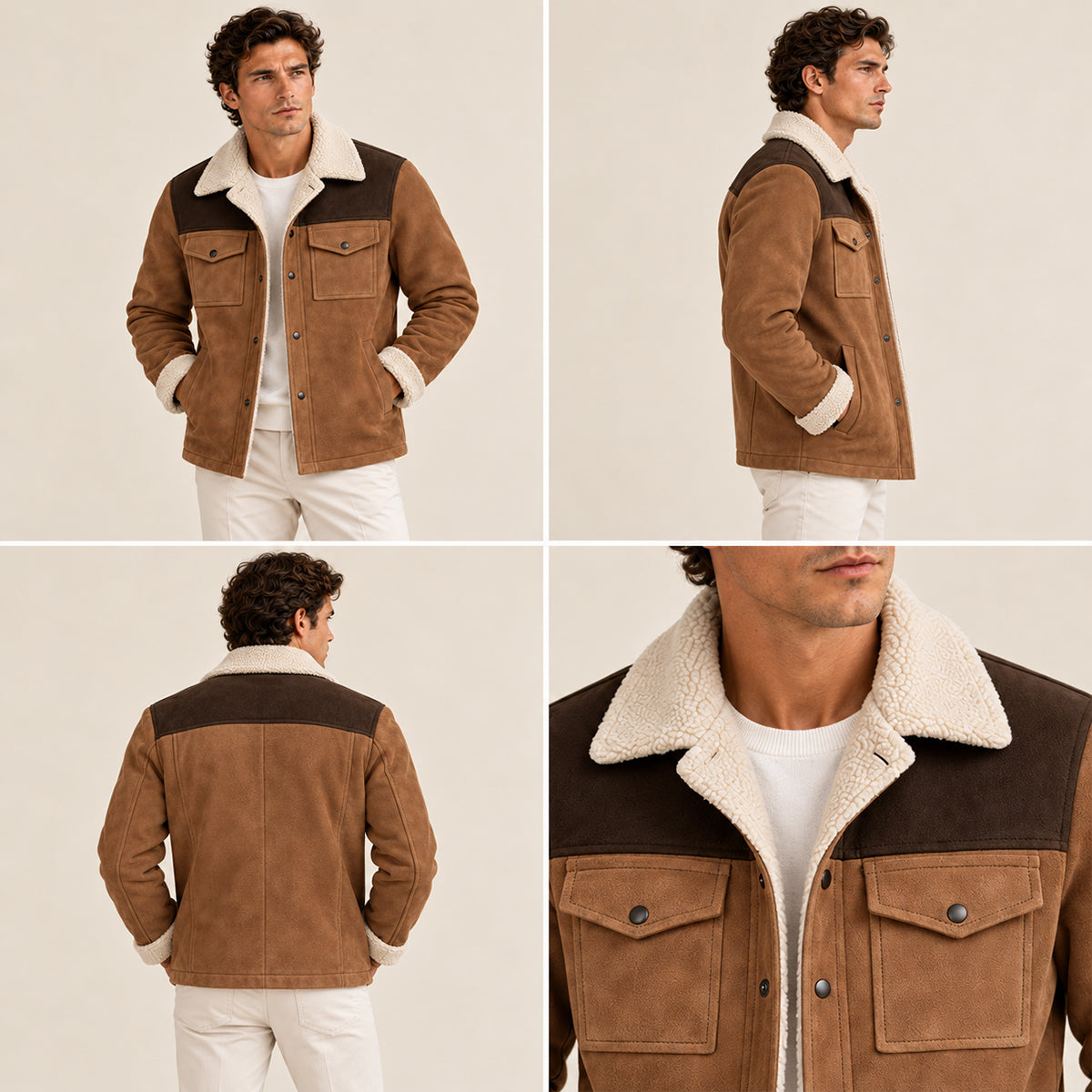 Crestview Men's Vintage Shearling-Lined Winter Jacket for Ultimate Warmth