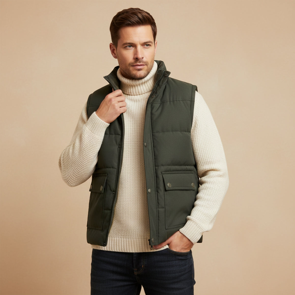 Aspen Men's Modern Fleece-Lined Winter Vest for Warmth