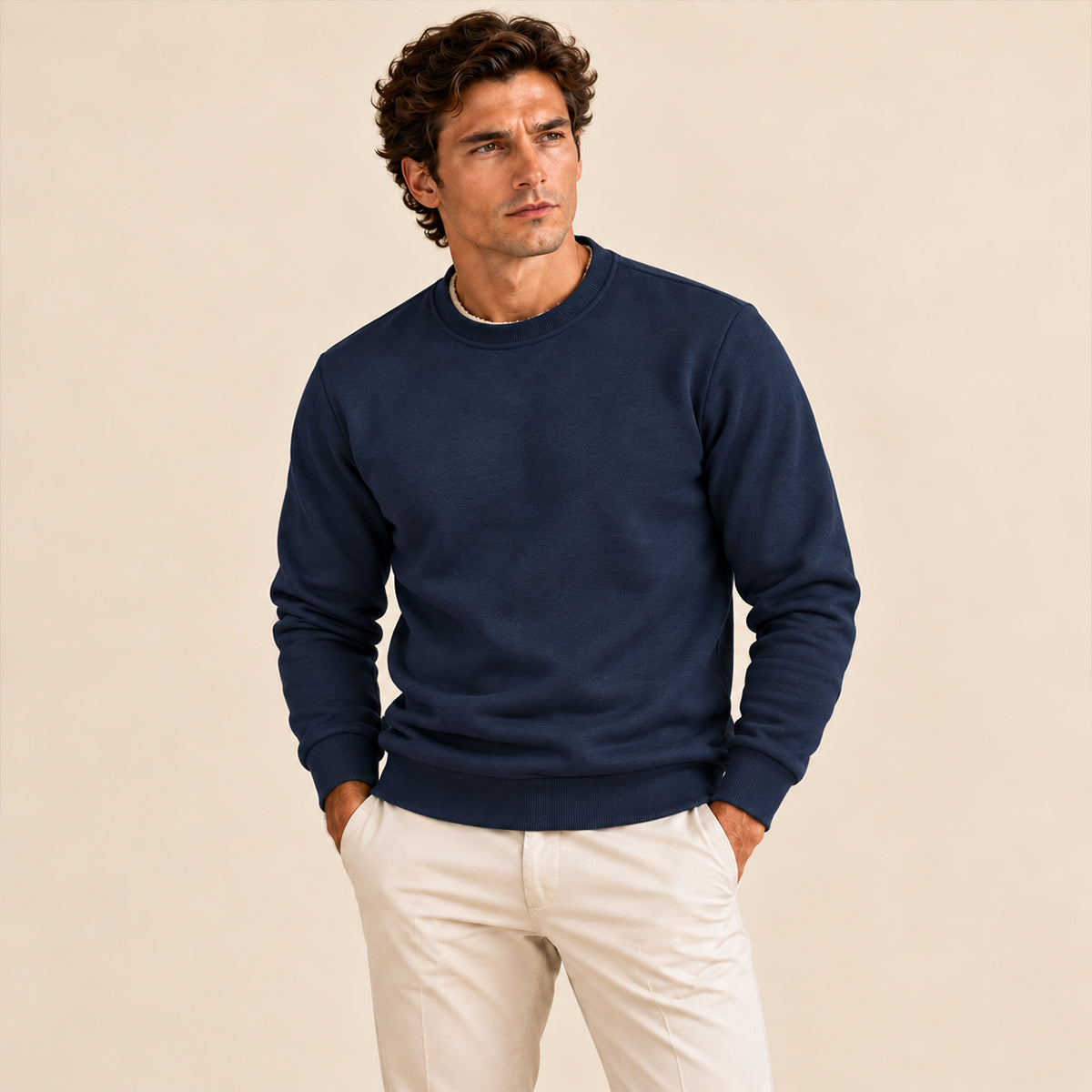 Men's Casual and Comfortable Fleece Lined Jumper