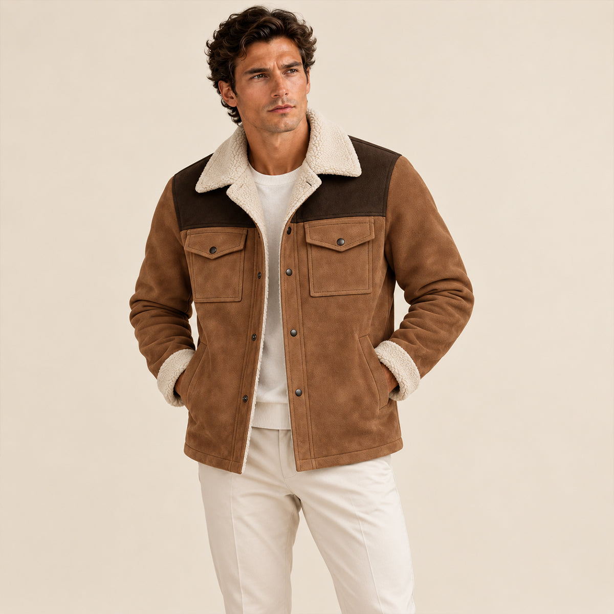 Crestview Men's Vintage Shearling-Lined Winter Jacket for Ultimate Warmth
