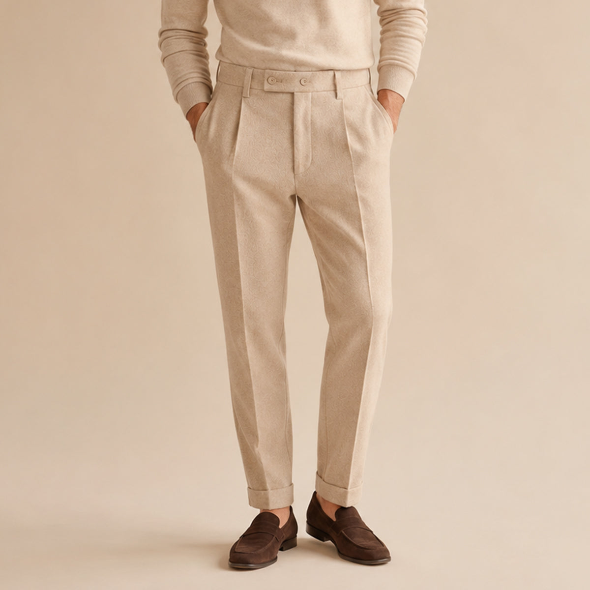 The Gold Coast Men’s High Waisted Pleated Straight Leg Dress Trousers