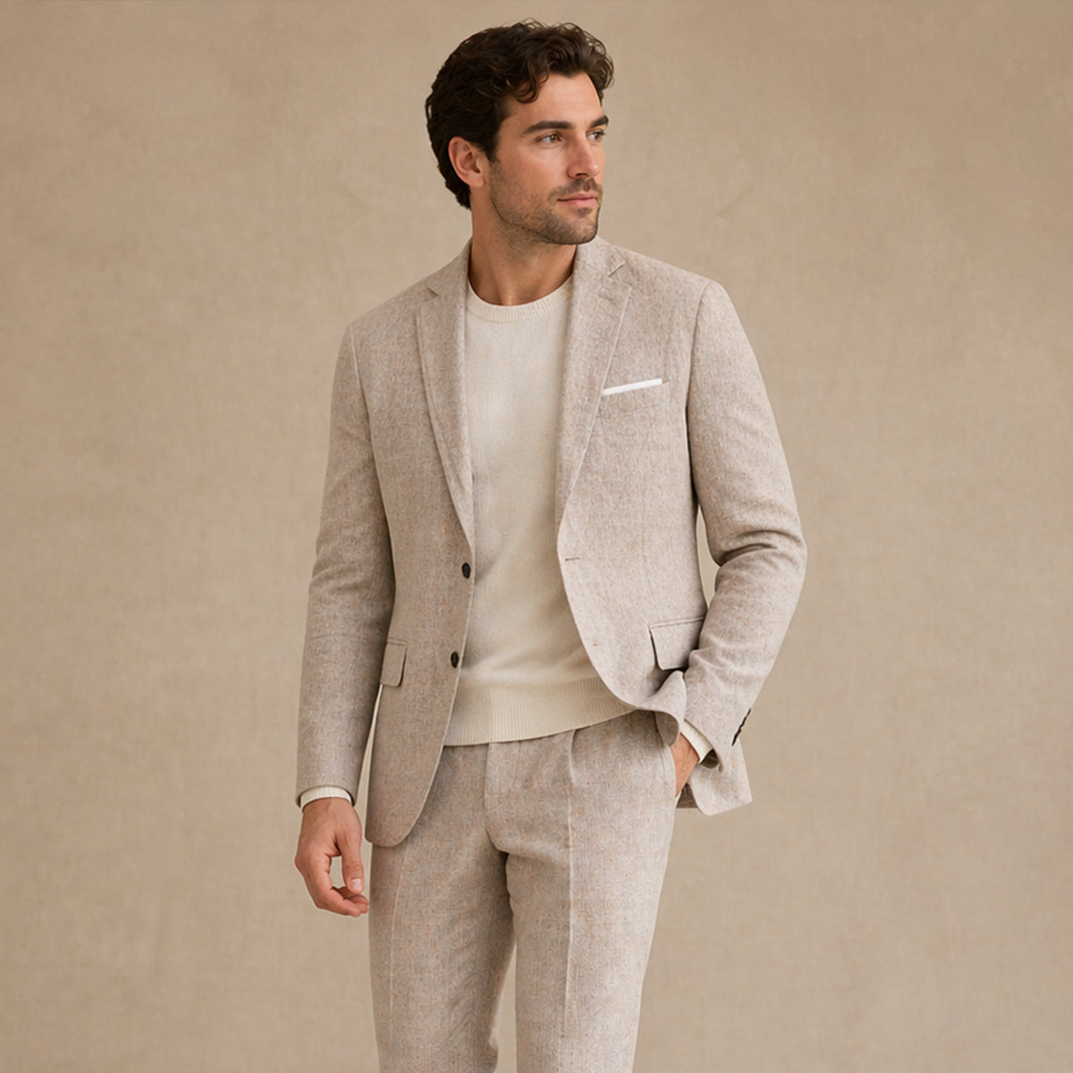 The Mandello Men’s Single Breasted Lightweight Slim Fit Linen Blazer Jacket