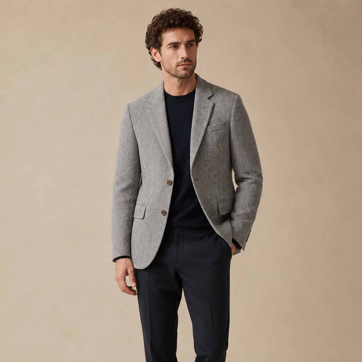 The Jefferson Men’s Classic Wool Herringbone Tweed Blazer