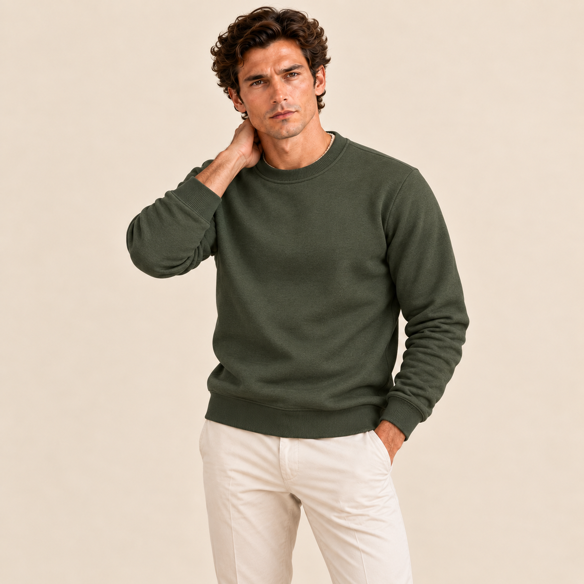 Men's Casual and Comfortable Fleece Lined Jumper