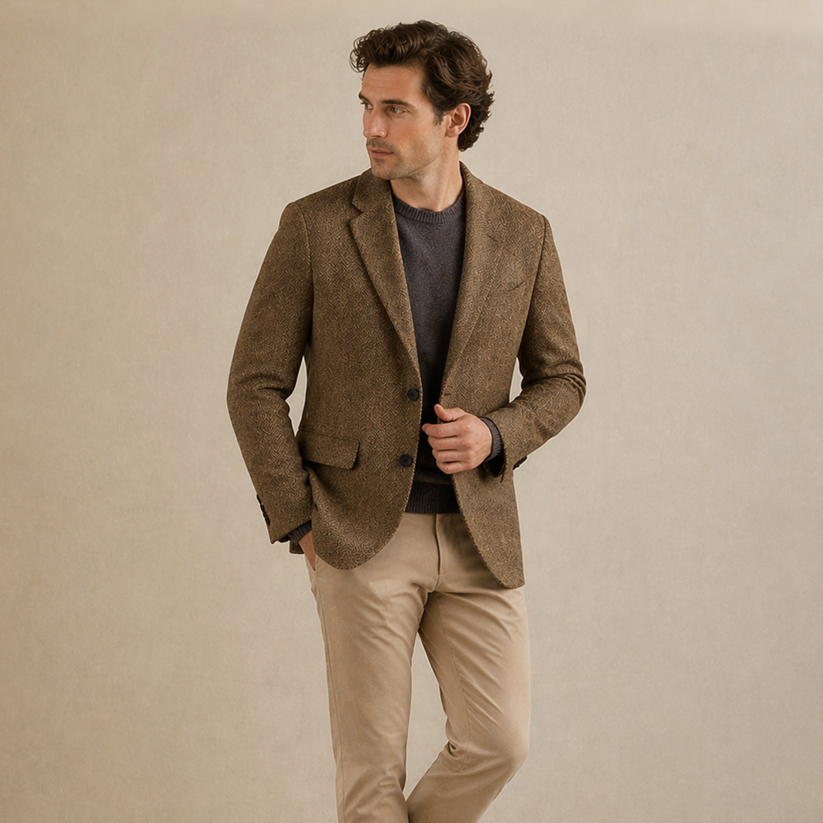 The Jefferson Men’s Classic Wool Herringbone Tweed Blazer