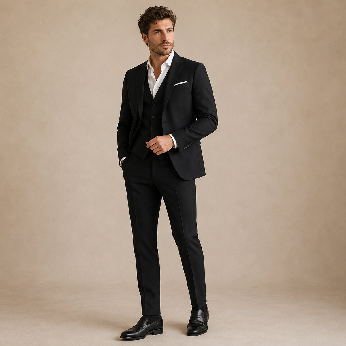The Barbaresco Men’s Elegant 3 Piece Suit Set – Blazer Gilet and Trousers Formal Suit