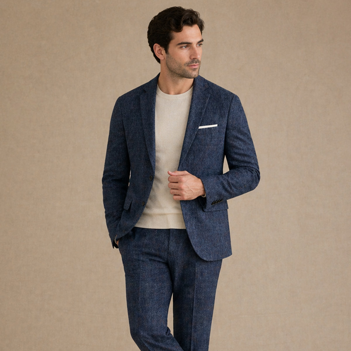 The Mandello Men’s Single Breasted Lightweight Slim Fit Linen Blazer Jacket