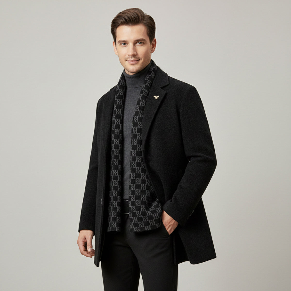 Brighton Men's Cozy Fur-Lined Coat with Matching Scarf
