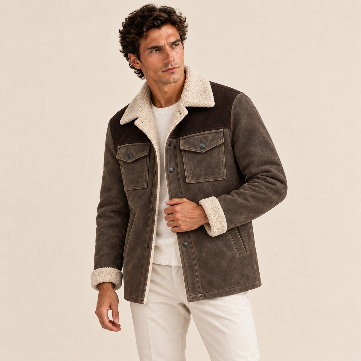 Crestview Men's Vintage Shearling-Lined Winter Jacket for Ultimate Warmth