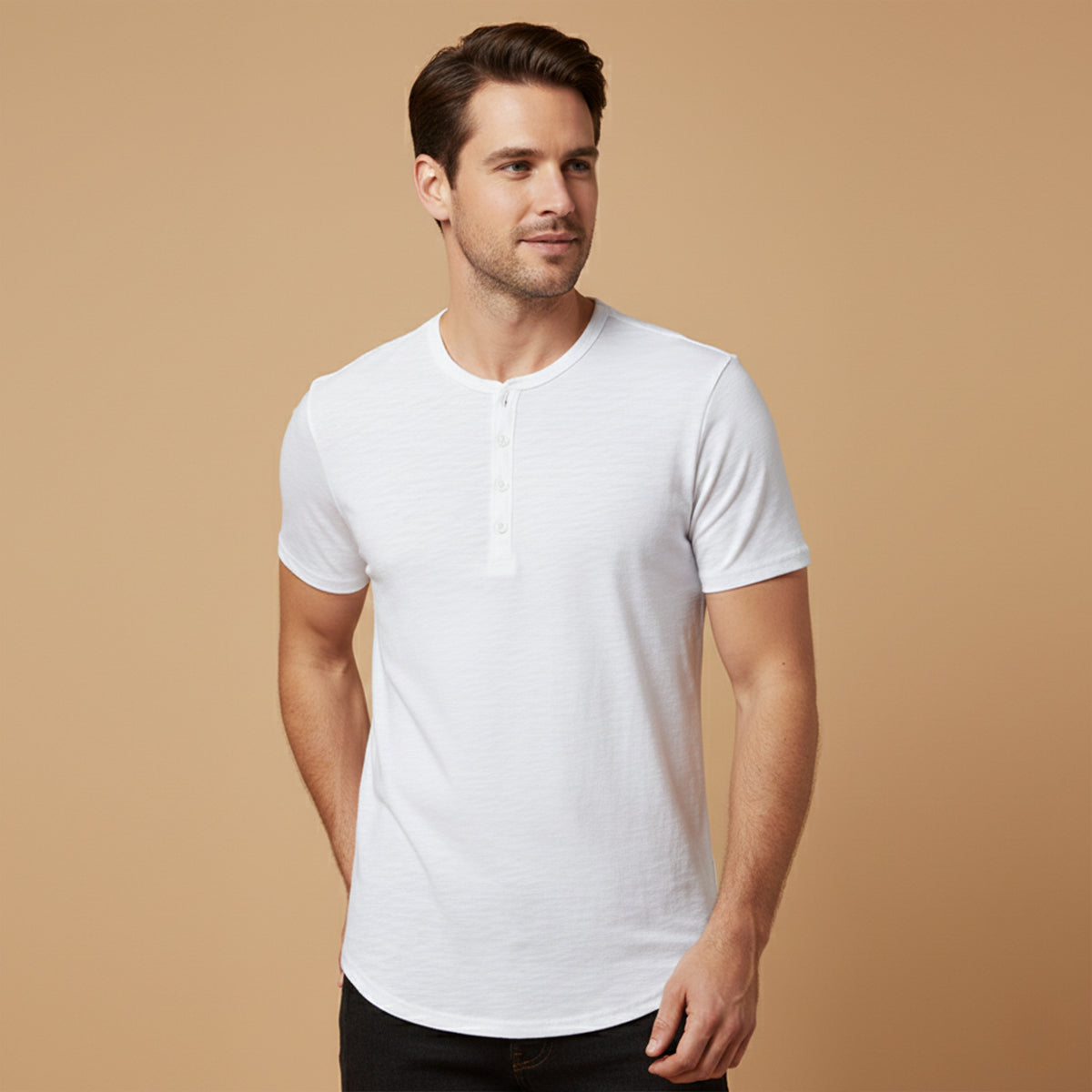 Men’s Henley T-Shirt – Casual Short Sleeve Cotton Button Tee