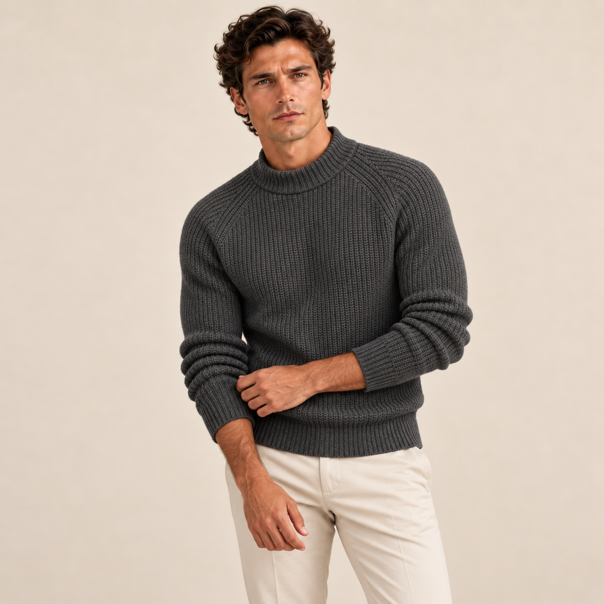 Ely Men's 100% Cashmere Crewneck Sweater