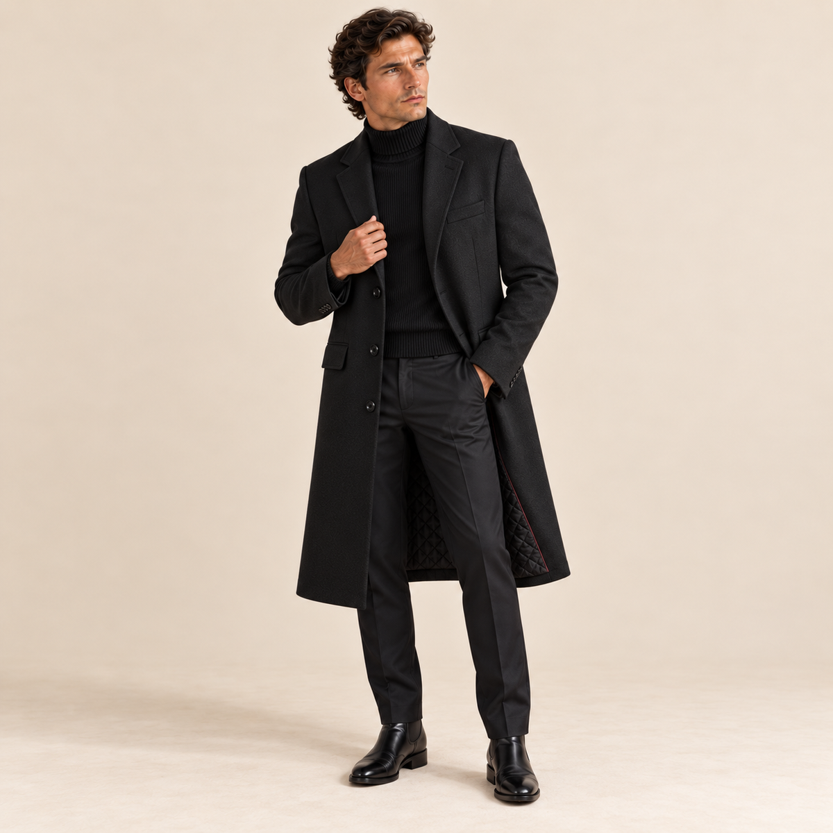 The Cartmel Men's Extra Long Wool Business Overcoat