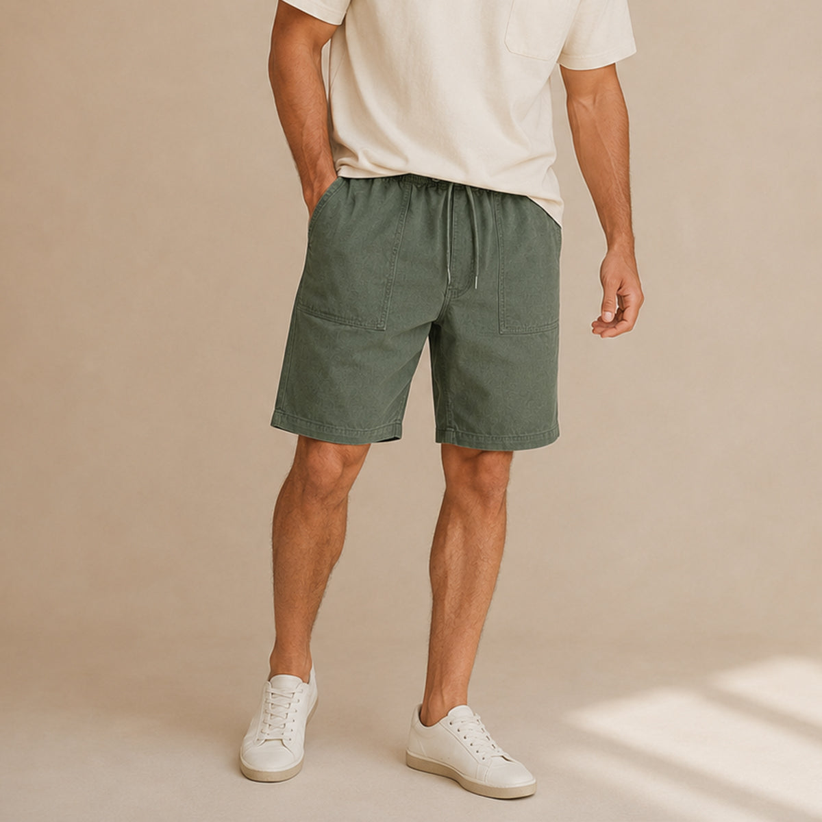 The Ischia Men’s 3/4 Elastic Waist Trendy Drawstring Shorts