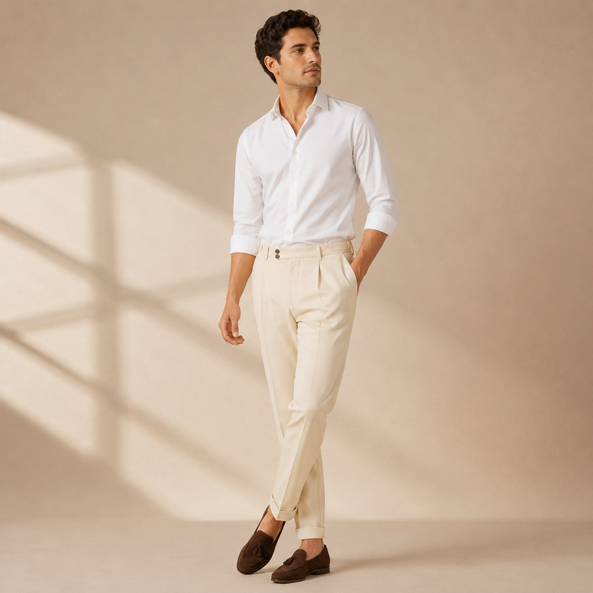 The Dromana Men’s Tailored Smart Slim Fit Pleated Dress Trousers