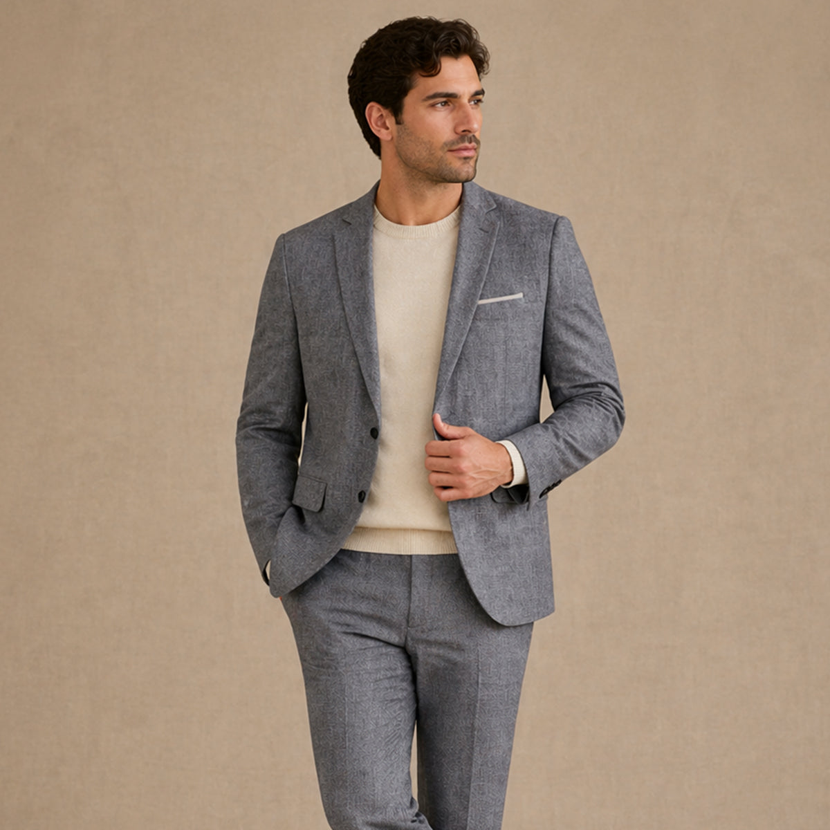 The Mandello Men’s Single Breasted Lightweight Slim Fit Linen Blazer Jacket