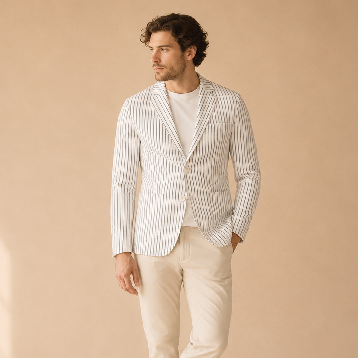 The Orvieto Men’s Striped Lightweight Linen Blend Blazer