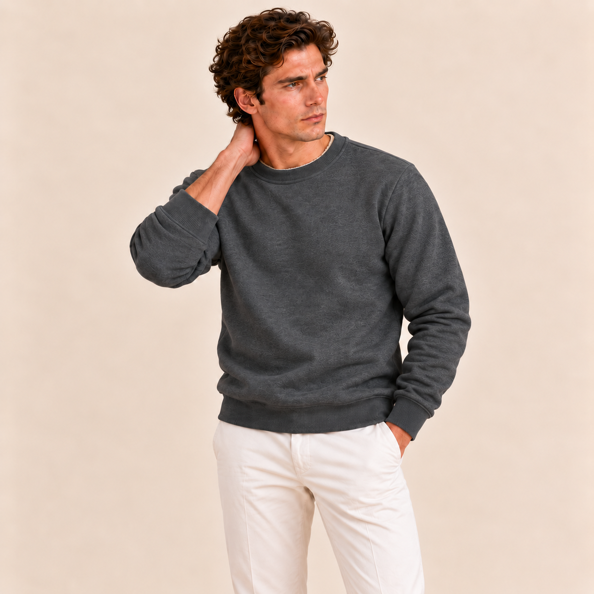 Men's Casual and Comfortable Fleece Lined Jumper