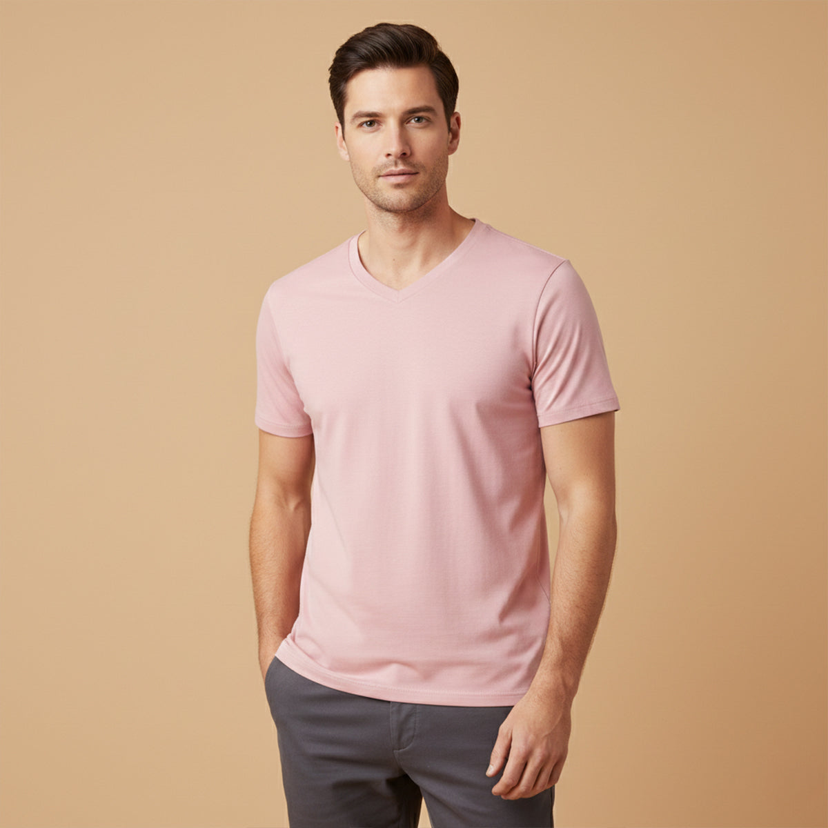 Men’s V Neck T Shirt – Casual Slim Fit Summer Cotton Tee