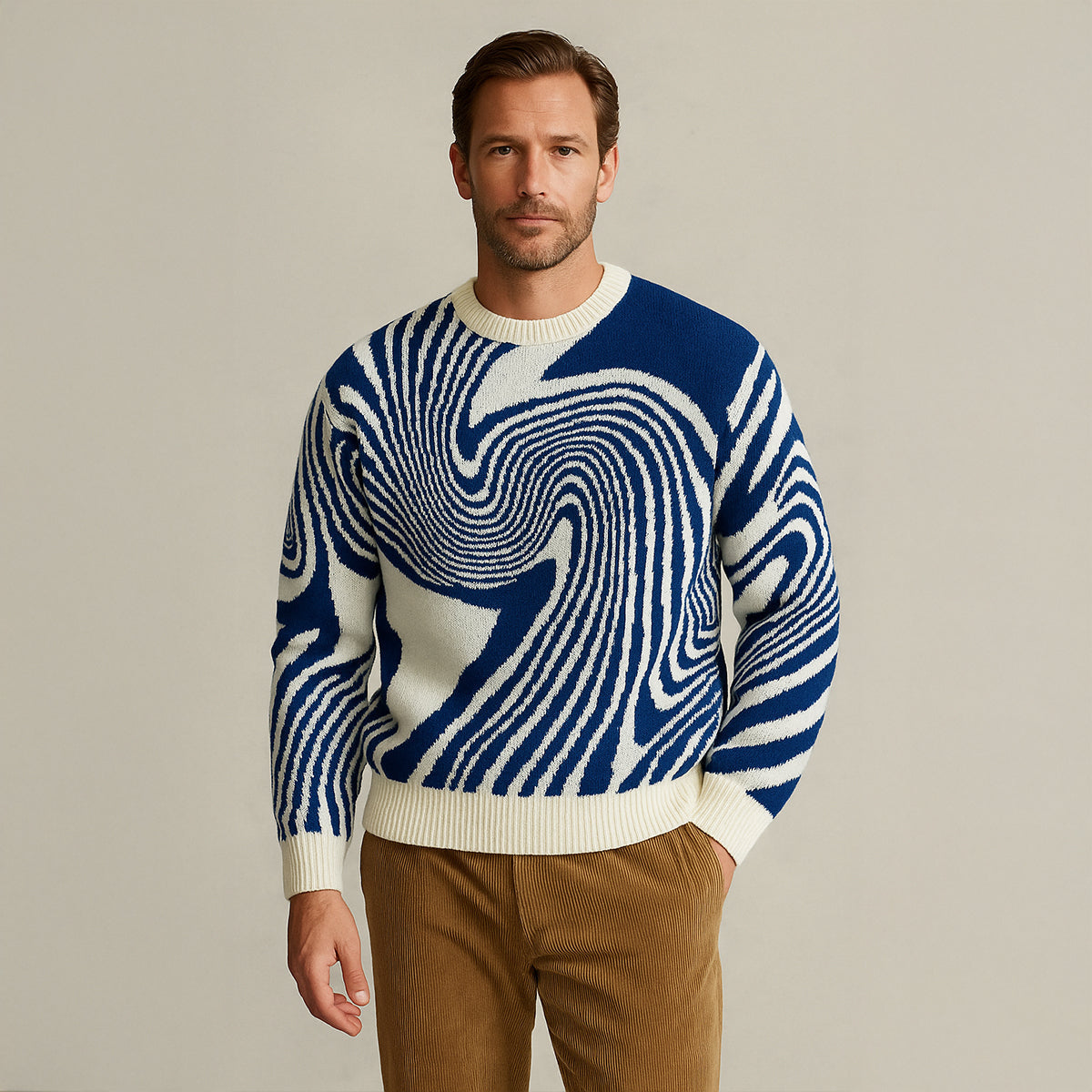 Men's Merino Wool Jumper - Premium Jacquard Knit