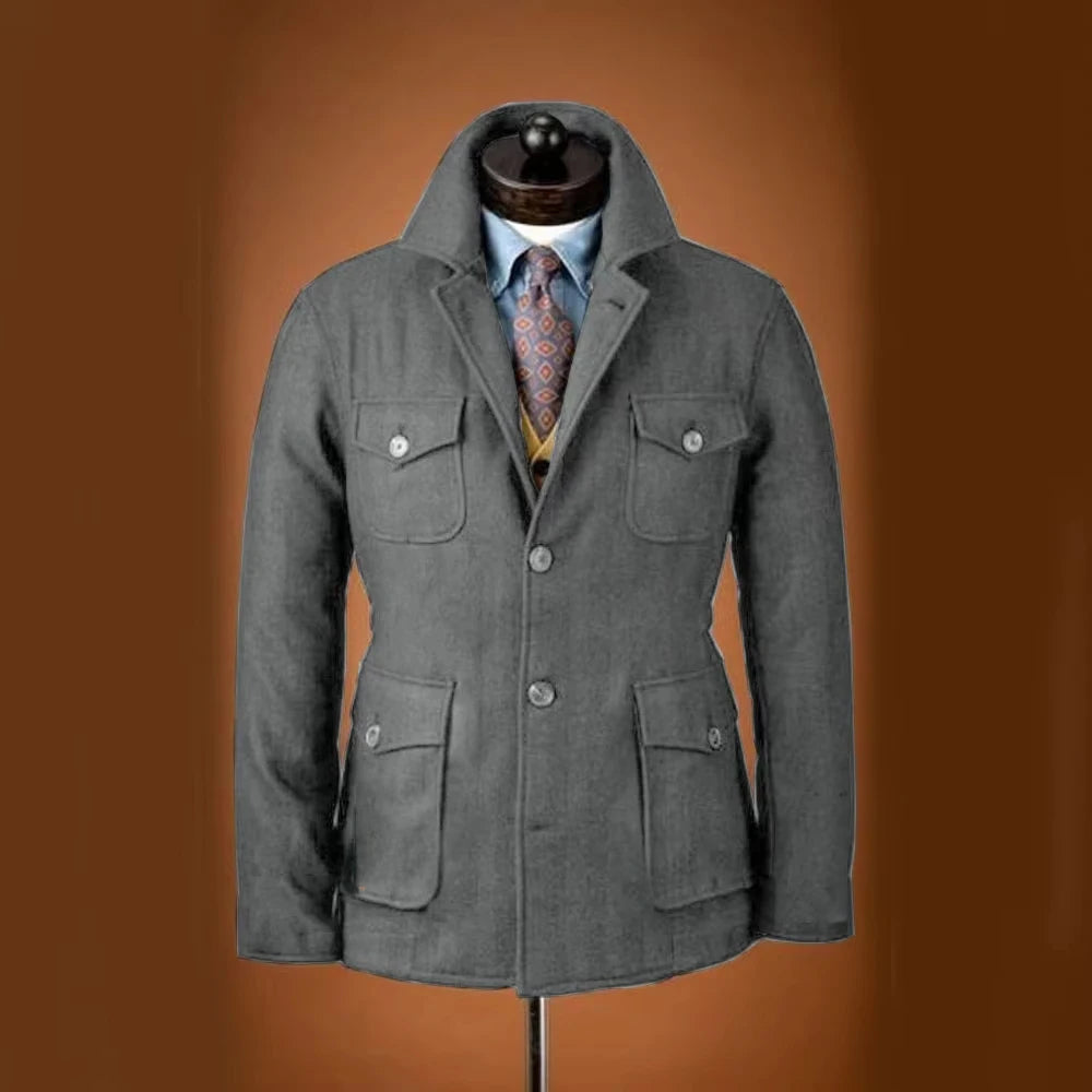 The Sableton Men's Multi Pocket Wool Blend Jacket