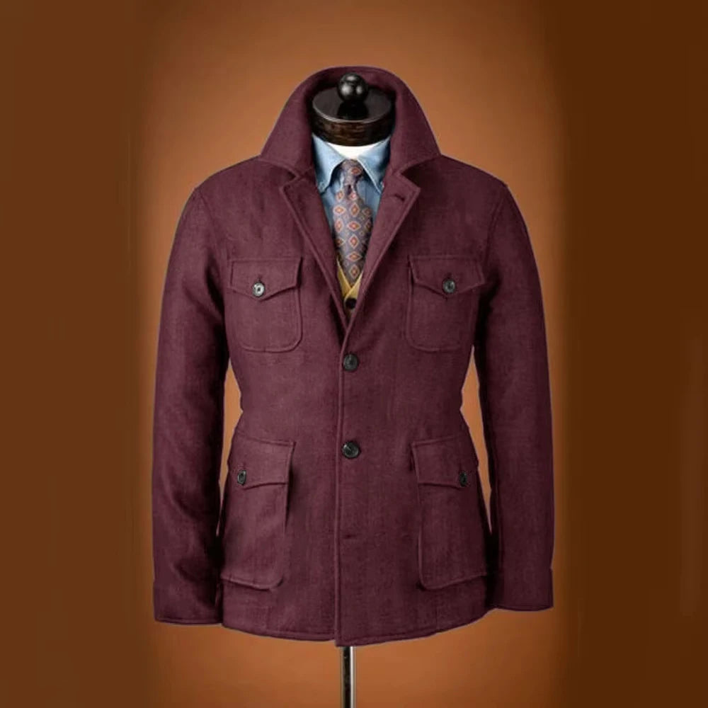 The Sableton Men's Multi Pocket Wool Blend Jacket